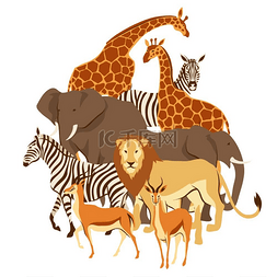 羚羊狮子图片_与非洲大草原动物的背景。