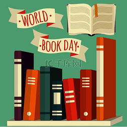 文学横幅图片_世界读书日，书架上挂着节日横幅