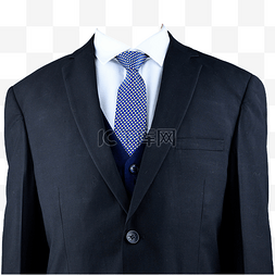 蓝白斑点图片_半身有领带白衬衫摄影图黑西装
