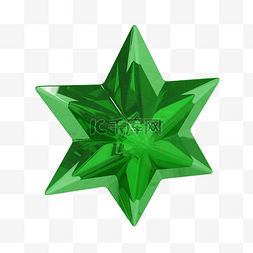 六角星立体图片_C4D绿色六角星星星