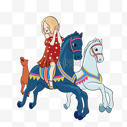 女孩骑马