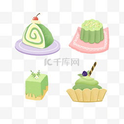 绿色抹茶味道蛋糕甜点