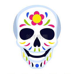 传统的墨西哥头骨直径带有装饰和