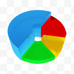 立体饼图ppt图片_3DC4D立体彩色毛玻璃PPT分类图标