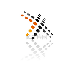 企业圆图片_X 字母的黑色和橙色点隔离标志。