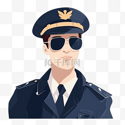 飞行员插画图片_扁平风职业人物飞行员