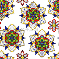 花园花纹图片_墨西哥无缝花朵图案传统装饰物品