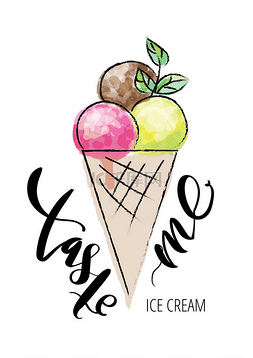 美味的冰淇淋手绘图片_・对美味的冰淇淋和美味的冰激凌