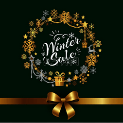 冬季销售图片_冬季销售海报装饰框架由银色和金
