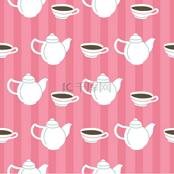 茶餐厅背景图片_茶壶和杯子。
