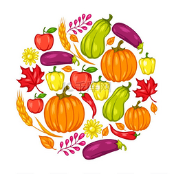 秋季丰收季节图片_丰收节背景与水果和蔬菜。