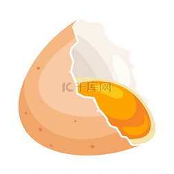 母鸡和鸡蛋图片_破碎的鸡蛋壳和液体鸡蛋的插图。