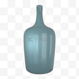 酒瓶模型图片_C4D浅蓝色磨砂酒瓶模型