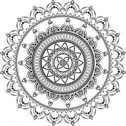 曼陀罗手绘图片_指甲花的曼陀罗形式的圆形图案梅