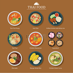 烹饪横幅图片_套泰国的食物