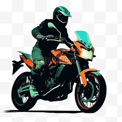 骑摩托下班图片_卡通手绘摩托运动员剪影