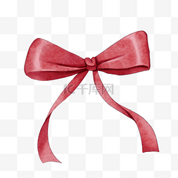 圣诞节红色丝带图片_红色丝带水彩蝴蝶结