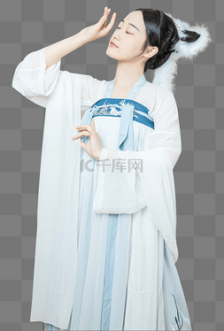 手汉服图片_汉服美女用手扶头