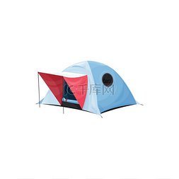 户外休闲野营野餐图片_一个带遮阳篷的大厅天篷家庭帐篷