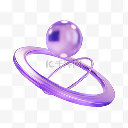 3DC4D立体紫色玻璃圆球装饰