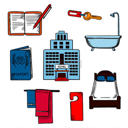 浴室物品图片_酒店服务和旅行物品，包括房间钥