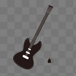 黑白乐器图标图片_线稿音乐器材黑色电吉他