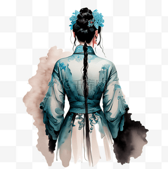 国潮古风人物背影