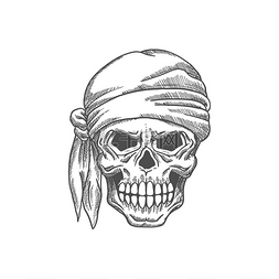 手帕矢量图片_海盗头骨在班达纳孤立的人类骨骼
