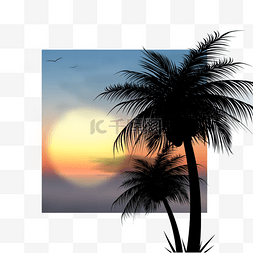 落日椰子树夏季夜晚边框