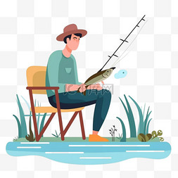 钓鱼的人实拍图片_卡通手绘垂钓钓鱼
