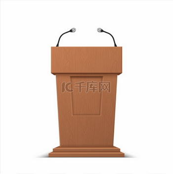 公众图片素材现实的辩论阶段3会议演讲台带麦克风的商务演讲台矢量隔离插图讲