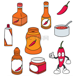 香料线图线图图片_向量集的辣椒产品