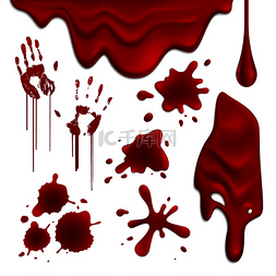 滴的红色形状图片_在白色背景矢量图上隔离的逼真血