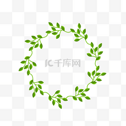 树叶花纹矢量图片_绿色圆圈边界矢量图