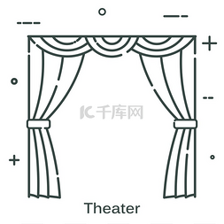 珠歌剧院图片_线性风格的戏剧场景白色背景上隔