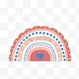 粉色卡通爱心纹理彩虹图形
