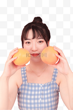 丸子图片_人物女孩拿橙子水果