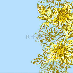 大丽丽图片_与蓬松的黄色大丽花的无缝模式。