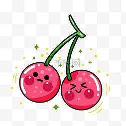 樱桃水果卡通图片_卡通可爱水果贴纸表情樱桃
