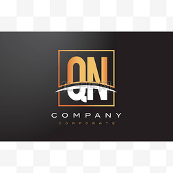 Qn Q N 金色字母标志设计与黄金广