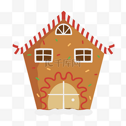 红色建筑背景海报图片_红色糖果点缀圣诞姜饼屋