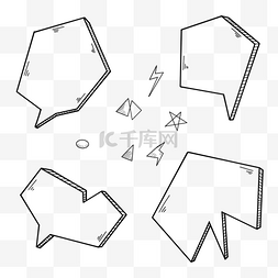 直线可爱气泡线条文本框