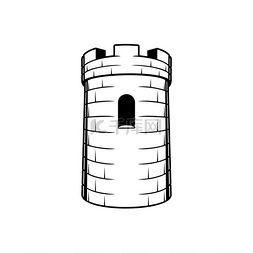 城堡砖塔孤立的塔楼堡垒与城墙窗