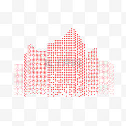 抽象城市图片_红色现代抽象风格色块组合城市建