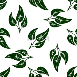 绿叶纹理图片_白色背景上简单绿叶的无缝图案。