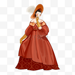 中年妇女买买买图片_复古欧洲贵族红裙妇女