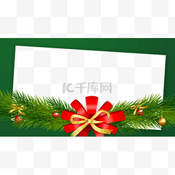棕色壁纸贴图图片_圣诞节丝带松枝绿色边框