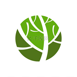 矢量生态绿色树图片_园林树图标、自然和生态的生长和