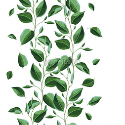无缝绿叶图片_有树枝和绿叶的无缝图案。