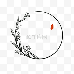 中式红色印章图片_简约中式植物标题栏边框
